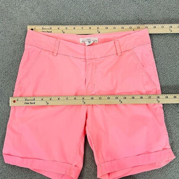H&M Twill Cuffed Chino Bermuda Shorts Neon Coral Size 6 Stretch - Picture 10 of 12